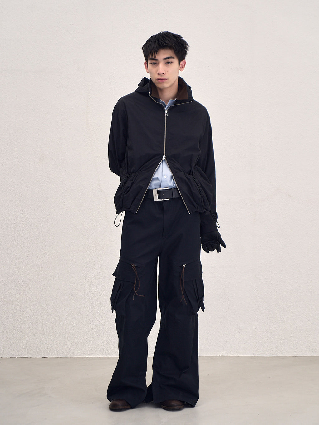 Sairenssei wide-leg cargo pants with double pockets and slits