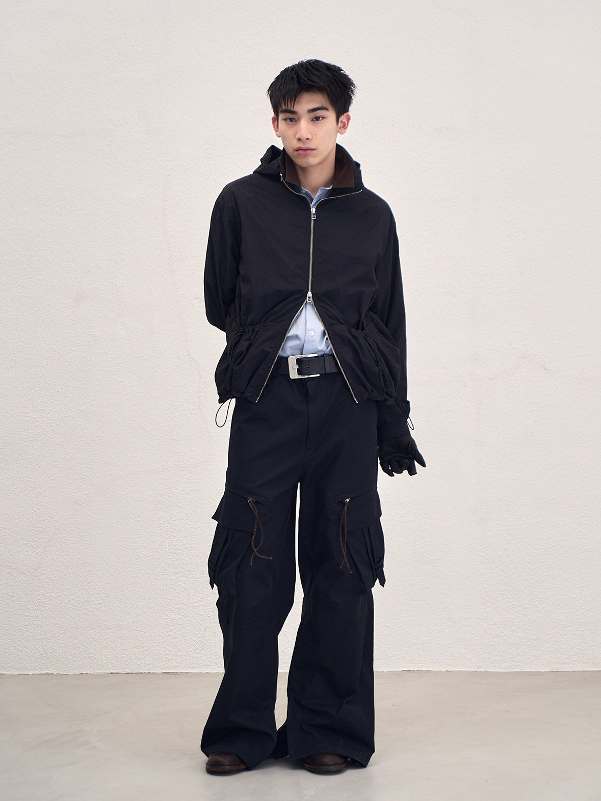 Sairenssei wide-leg cargo pants with double pockets and slits