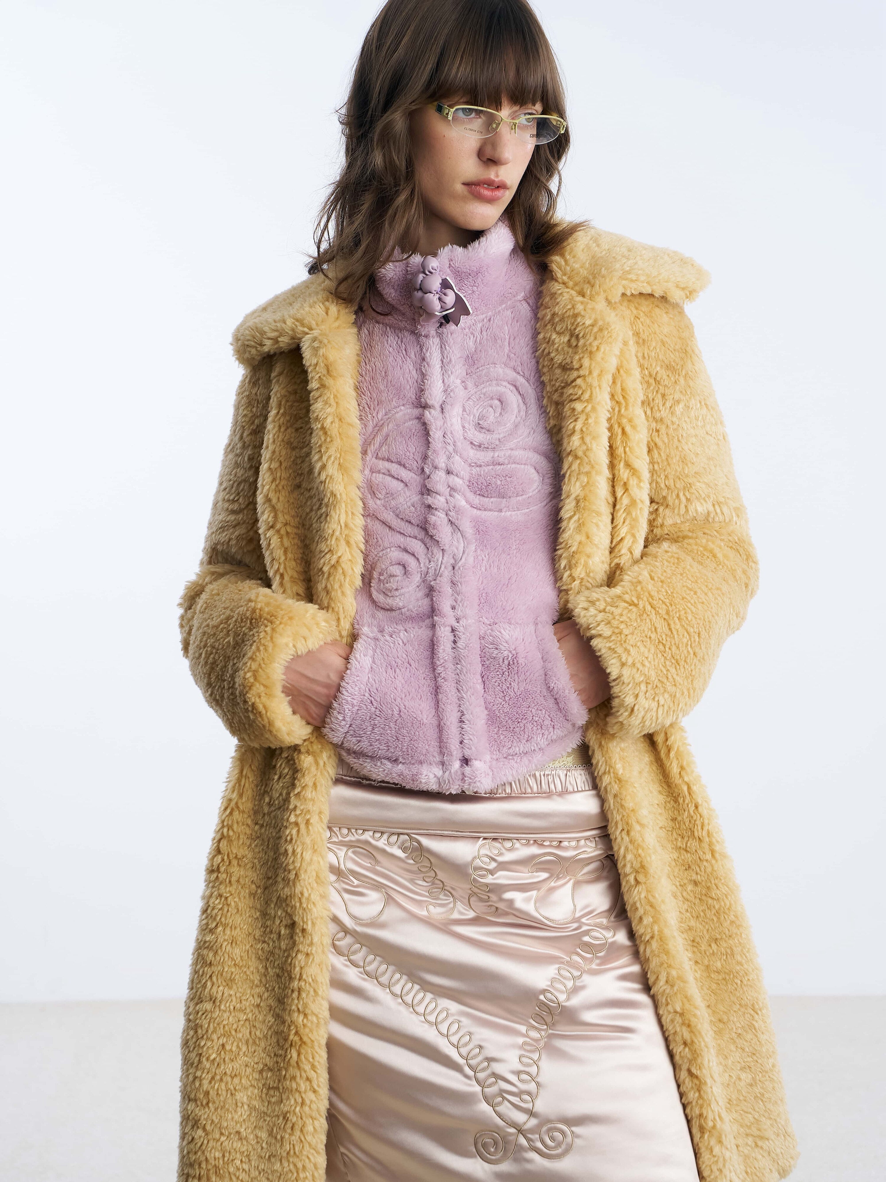 Nodress purple embroidered double-sided plush jacket for autumn and winter vine embroidery top
