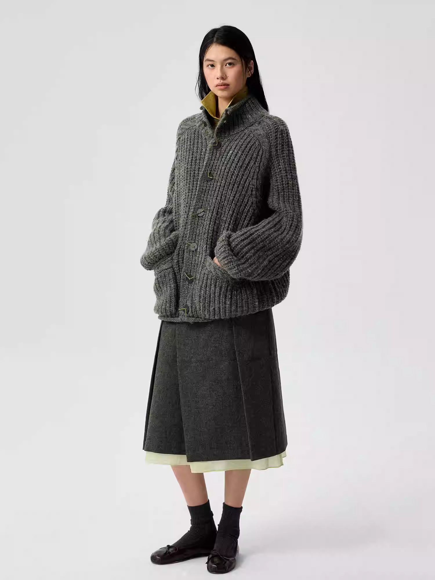 Simple Project High-Neck Cardigan