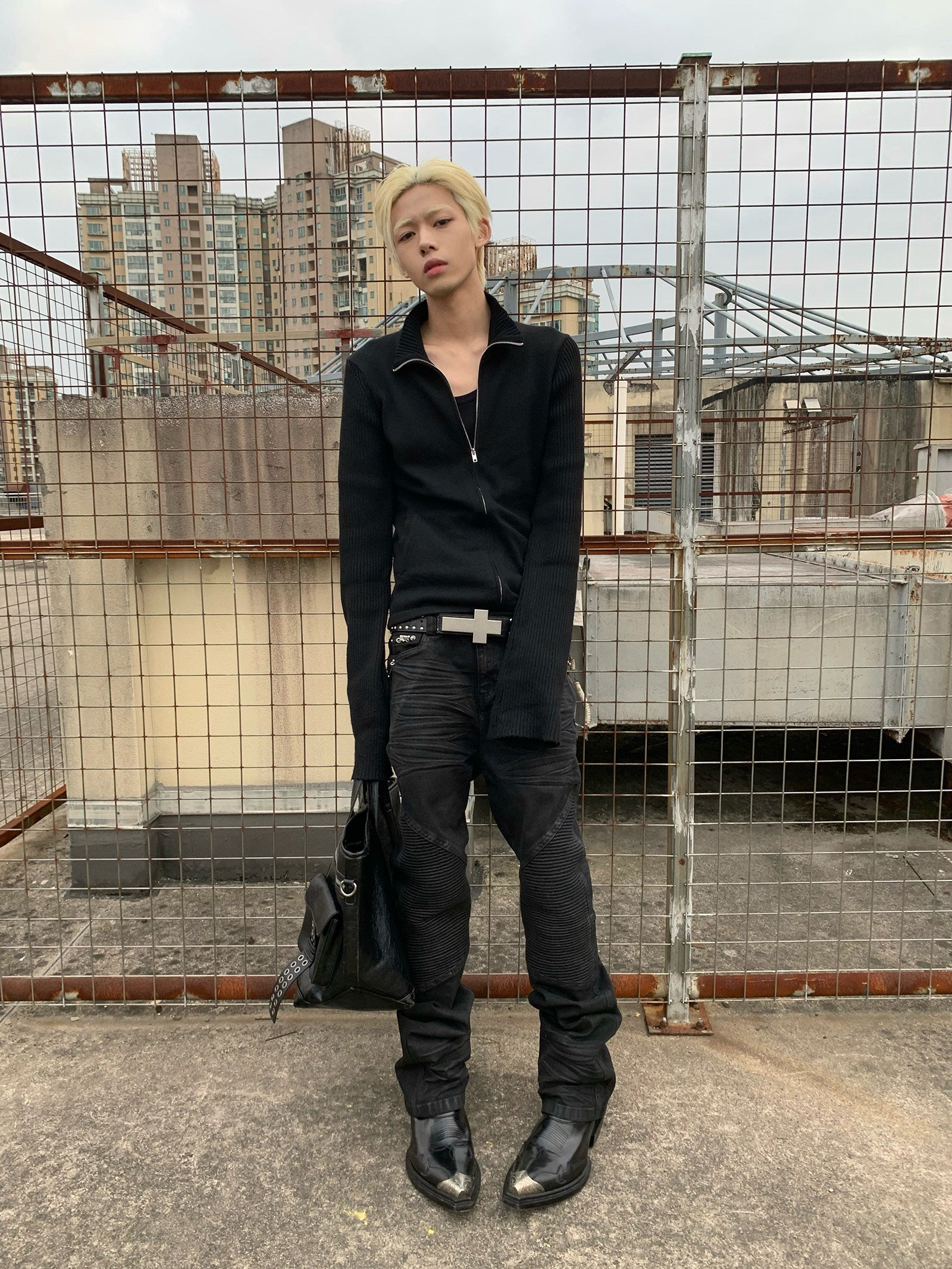 REBEL WAVE25FW "RЕЯ" Waxed Perforated Hardware 3D Waxed Straight Leg Jeans