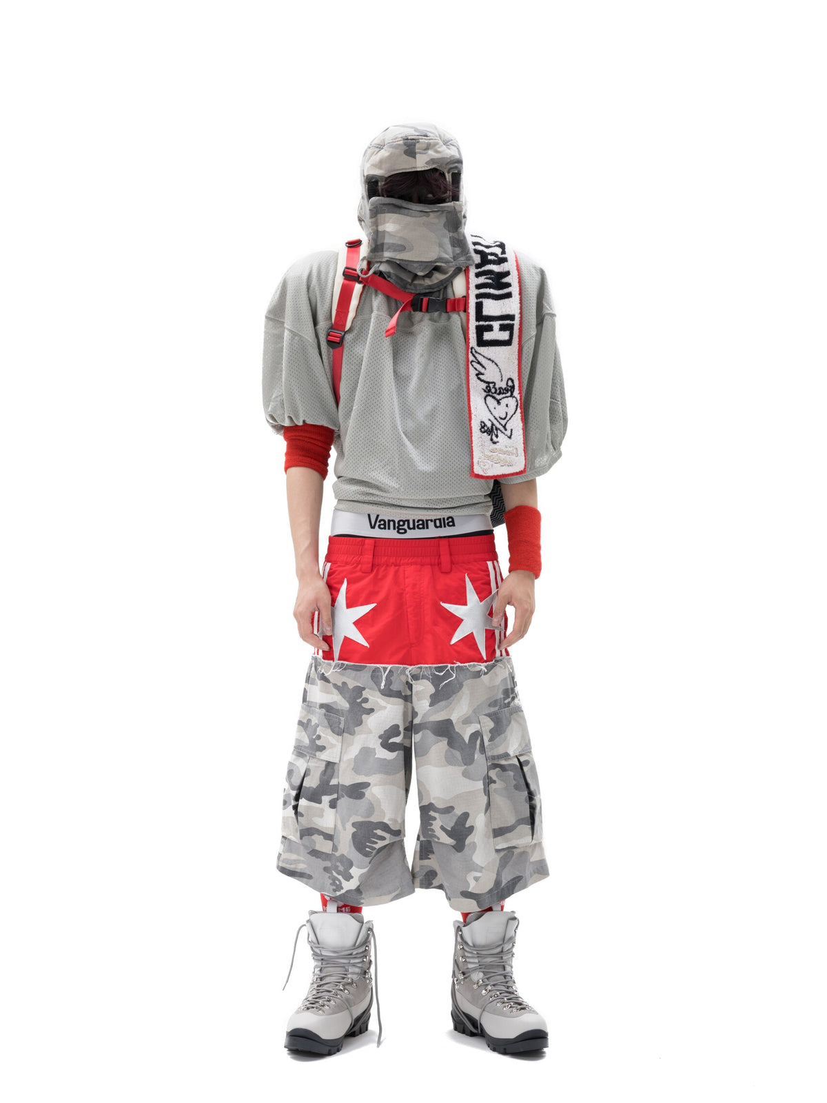 Vanguardia Cotton Patchwork Camouflage Loose Cropped Pants