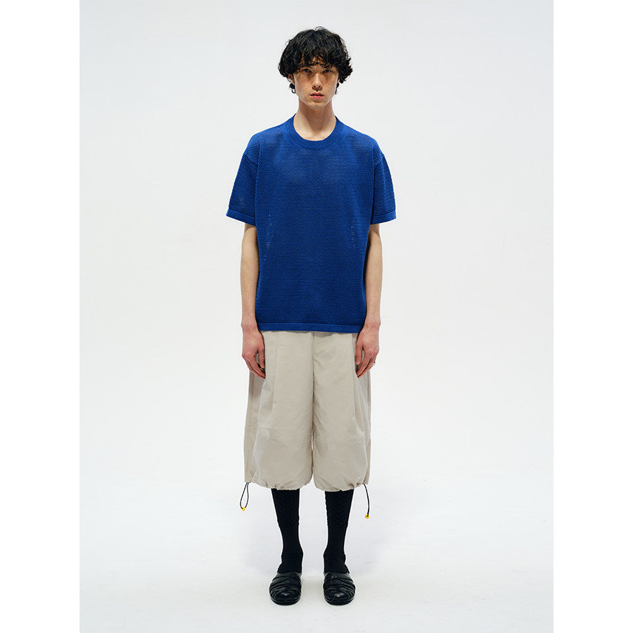Sairenssei Hollow-Out Floral Knit Simple Loose Short-Sleeve T-Shirt